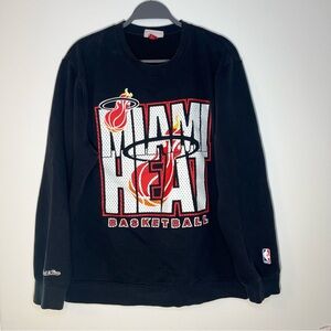 Mitchell & Ness Miami Heat Crewneck Sweatshirt XL Black NBA Basketball Vintage